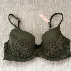 Brand new Victorias Sectet Body by Victoria Lined Demi Lace Olive Green Bra